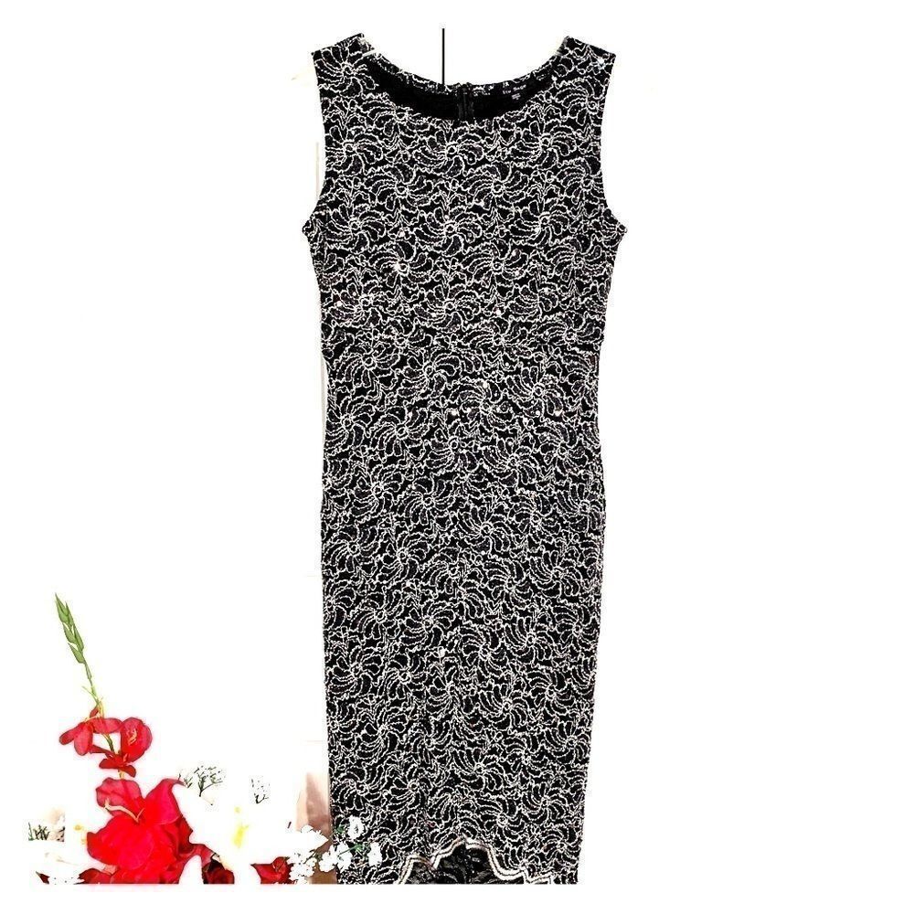 BLACK & SILVER DRESS METALLIC SLEEVELESS SIZE 4